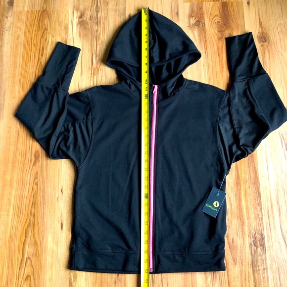 NEW XERSION Tricot Jogger Jacket Hooded 3/4 Sleeve Activewear Black XL Girl’s - Picture 5 of 13